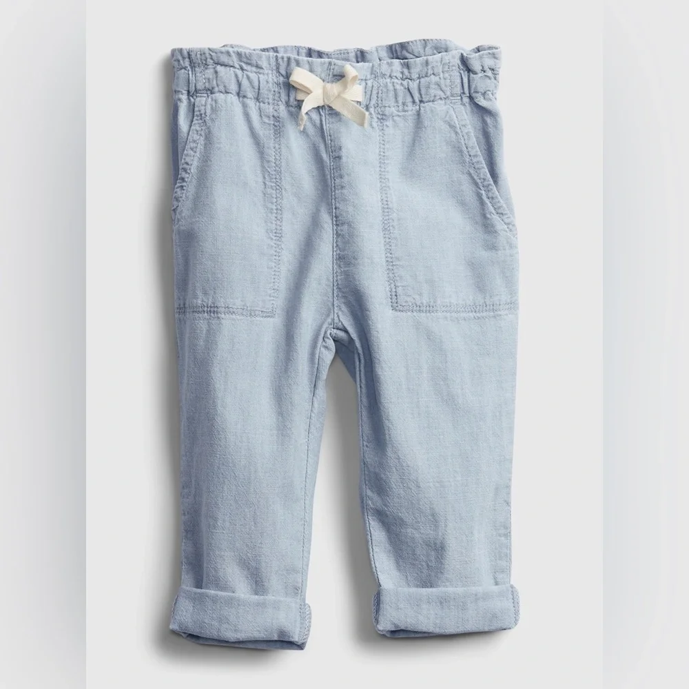 Baby Gap Paper Bag Waist Denim Chambray Jeans Pants 6-12 Months